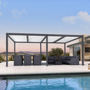 PURPLE LEAF Athena Louvered Pergola Modern Grey Pergola White Roof with Sanori Patio Couch Set Modular Sofas for Deck Backyard Garden