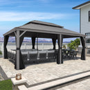 PURPLE LEAF Patio Gazebo for Pool Light Grey Hardtop Galvanized Steel Roof with Reinforcement Support Rod