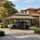 PURPLE LEAF Outdoor Carport Gazebo Champagne Steel Roof Aluminum Frame Shelter for Parking