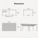 PURPLE LEAF Athena Louvered Pergola Grey Outdoor Aluminum Pergola with Strip Lights Adjustable Gazebo for Patio Deck Garden