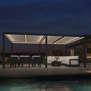 PURPLE LEAF Athena Louvered Pergola Grey Outdoor Aluminum Pergola with Strip Lights Adjustable Gazebo for Patio Deck Garden