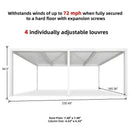 PURPLE LEAF Athena Louvered Pergola Modern White Pergola with Adjustable Roof for Deck Backyard Garden