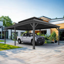 PURPLE LEAF Outdoor Metal Carport with Grey Steel Roof and Aluminum Frame Protective Shelter