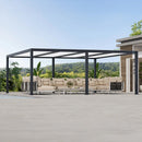 PURPLE LEAF Athena Louvered Pergola Modern Grey Pergola with White Roof for Deck Backyard Garden
