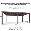 PURPLE LEAF Athena Outdoor Louvered Pergola Adjustable Metal Roof Bronze Hardtop Gazebo Patio Pavilion