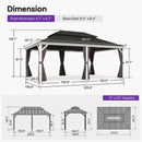 PURPLE LEAF White Gazebo for Modern Patio Double Galvanized Steel Roof Awning and Upgrade Curtain with Lights-milky