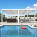 PURPLE LEAF Athena Louvered Pergola Modern White Pergola with Adjustable Roof for Deck Backyard Garden