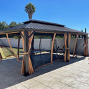 PURPLE LEAF Outdoor Hardtop Gazebo for Garden Bronze Double Roof Aluminum Frame Pavilion with Reinforcement Support Rod