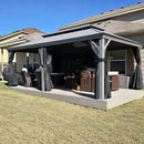 PURPLE LEAF Patio Gazebo for Pool Light Grey Hardtop Galvanized Steel Roof with Reinforcement Support Rod