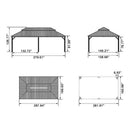 PURPLE LEAF Patio Gazebo for Backyard Grey Hardtop Galvanized Steel Roof Awning with Upgrade Curtain