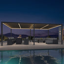 PURPLE LEAF Athena Louvered Pergola Grey Outdoor Aluminum Pergola with Strip Lights Adjustable Gazebo for Patio Deck Garden