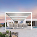 PURPLE LEAF Athena Louvered Pergola Modern White Pergola with Adjustable Roof for Deck Backyard Garden