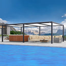 PURPLE LEAF Athena Louvered Pergola Modern Grey Pergola with White Roof for Deck Backyard Garden
