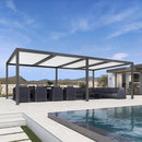 PURPLE LEAF Athena Louvered Pergola Modern Grey Pergola White Roof with Sanori Patio Couch Set Modular Sofas for Deck Backyard Garden