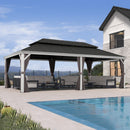 PURPLE LEAF White Gazebo for Modern Patio Double Galvanized Steel Roof Awning and Upgrade Curtain