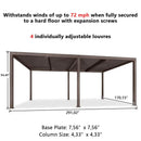 PURPLE LEAF Athena Outdoor Louvered Pergola Adjustable Metal Roof Bronze Hardtop Gazebo Patio Pavilion