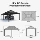 PURPLE LEAF Outdoor Metal Carport with Grey Steel Roof and Aluminum Frame Protective Shelter