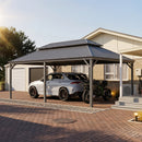 PURPLE LEAF Light Grey Metal Carport with Galvanized Steel Roof Heavy Duty Permanent Outdoor Car Shelter