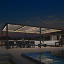 PURPLE LEAF Athena Louvered Pergola Grey Outdoor Aluminum Pergola with Strip Lights Adjustable Gazebo for Patio Deck Garden