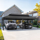 PURPLE LEAF Outdoor Metal Carport with Grey Steel Roof and Aluminum Frame Protective Shelter