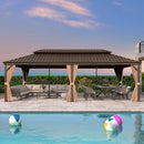 PURPLE LEAF Outdoor Hardtop Gazebo for Garden Bronze Double Roof Aluminum Frame Pavilion with Reinforcement Support Rod