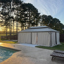 PURPLE LEAF Backyard Gazebo Champagne Hardtop Galvanized Steel Roof Awning and Upgrade Curtain