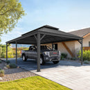 PURPLE LEAF Outdoor Metal Carport with Grey Steel Roof and Aluminum Frame Protective Shelter