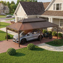 PURPLE LEAF Outdoor Metal Carport Gazebo Bronze Steel Roof Aluminum Frame Shelter for Parking