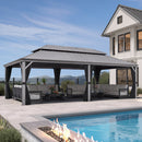 PURPLE LEAF Patio Gazebo for Pool Light Grey Hardtop Galvanized Steel Roof with Reinforcement Support Rod