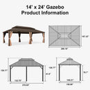 PURPLE LEAF Outdoor Hardtop Gazebo for Garden Bronze Double Roof Aluminum Frame Pavilion with String Lights-clear