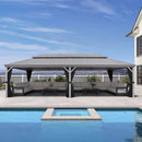 PURPLE LEAF Patio Gazebo for Pool Light Grey Hardtop Galvanized Steel Roof with Upgraded Curtains