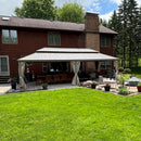 PURPLE LEAF Backyard Gazebo Champagne Hardtop Galvanized Steel Roof Awning and Upgrade Curtain