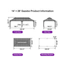 PURPLE LEAF Hardtop Gazebo for Patio Wood Grain Aluminum Frame Awning with Netting