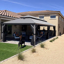 PURPLE LEAF Patio Gazebo for Pool Light Grey Hardtop Galvanized Steel Roof with Reinforcement Support Rod