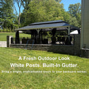 PURPLE LEAF White Gazebo for Modern Patio Double Galvanized Steel Roof Awning and Upgrade Curtain with Lights-clear