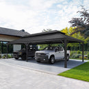 PURPLE LEAF Outdoor Metal Carport with Grey Steel Roof and Aluminum Frame Protective Shelter