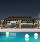 PURPLE LEAF Outdoor Hardtop Gazebo for Garden Bronze Double Roof Aluminum Frame Pavilion with String Lights-clear