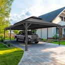 PURPLE LEAF Outdoor Metal Carport with Grey Steel Roof and Aluminum Frame Protective Shelter
