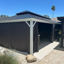 PURPLE LEAF White Gazebo for Modern Patio Double Galvanized Steel Roof Awning and Upgrade Curtain with Lights-clear