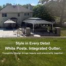 PURPLE LEAF White Gazebo for Modern Patio Double Galvanized Steel Roof Awning and Upgrade Curtain