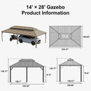 PURPLE LEAF Outdoor Carport Gazebo Champagne Steel Roof Aluminum Frame Shelter for Parking