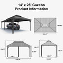 PURPLE LEAF Outdoor Metal Carport with Grey Steel Roof and Aluminum Frame Protective Shelter