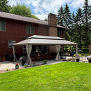 PURPLE LEAF Backyard Gazebo Champagne Hardtop Galvanized Steel Roof Awning and Upgrade Curtain