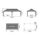 PURPLE LEAF Patio Gazebo for Backyard Grey Hardtop Galvanized Steel Roof Awning with String Lights-clear