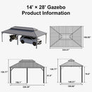 PURPLE LEAF Light Grey Metal Carport with Galvanized Steel Roof Heavy Duty Permanent Outdoor Car Shelter