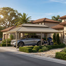 PURPLE LEAF Outdoor Carport Gazebo Champagne Steel Roof Aluminum Frame Shelter for Parking