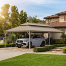 PURPLE LEAF Outdoor Carport Gazebo Champagne Steel Roof Aluminum Frame Shelter for Parking