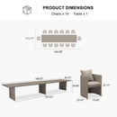 PURPLE LEAF Sanori Patio Dining Set Modern Large Weather-Resistant Table and Aluminum Chairs with Cushions for Garden Beige