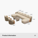 PURPLE LEAF Hailar U-Shaped Patio Conversation Set with Genuine Teak Cushions and Pillows Olefin Rope Backres Outdoor Couch Sets for Porch Garden