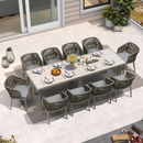 PURPLE LEAF Patio Dining Set with Sunbrella Fabric Cushions and Aluminum Table All-Weather Wicker Patio Table Set for Deck